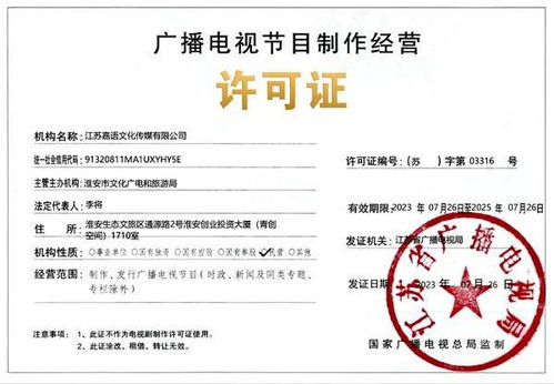 淮安城市網喜獲廣播電視節目制作經營許可證，開啟內容創作新篇章